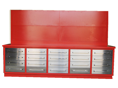 20 Drawer Stainless Steel Work Bench With Peg Board