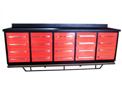 Red Workbench with Cabinet